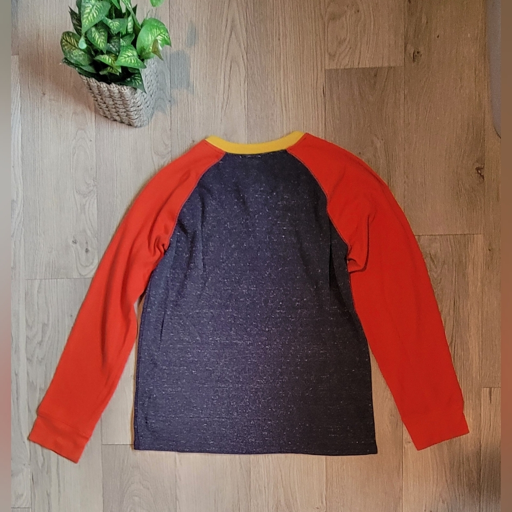 Wonder Nation Henley Colorblock Orange, Yellow, Blue Long Sleeve Top, Boy's XXL - Picture 11 of 13